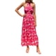 thumbnail image 2 of Txlixc Vestido de mujer con cuello halter, estampado de flores, sin mangas, sin espalda, dobladillo con volantes, vestido largo Txlixc  Casual, 2 of 6