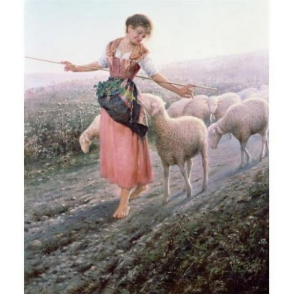 Posterazzi SAL900134836 The Little Shepherdess by Pasquale Celommi 1851-1928 Poster Print - 18 x 24 in.