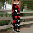 thumbnail image 2 of QATAINLAV Womens Jumpsuits with Pockets Casual Button Sleeveless Wide Leg Onesie Pants Heart Print Rompers Overalls, Multicolor, XL, 2 of 6
