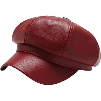 8 Panels Newsboy Caps for Women, PU Leather Cabbie Painter 
