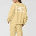 thumbnail image 3 of felwors 2 Piece Lounge Sets for Women Fall Sweatsuits Bow Print Long Sleeve Crew Neck Wide Leg Sweatpants Matching Tracksuit Yellow, S, 3 of 6