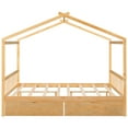 thumbnail image 4 of House Bed with Drawers and Roof, Full Size Wood Bed Daybed Full Size House Low Loft Bed with Two Drawers, Headboard and Footboard, Can be Decorated for Girls, Boys(Natural), 4 of 8