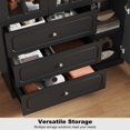 thumbnail image 4 of ChVans 79 Inch Glass Door Bookcase with Storage: 3 Shelves, 3 Drawers, 1 Cabinet – Perfect for Home Office & Living Room., 4 of 9