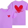 thumbnail image 2 of WREESH Family Matching T-Shirts for Men Comfortable Crew Neck Short Sleeve Tops with Heart Prints for Family Outings Purple, 2 of 5
