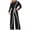 Black, variant on asdoklhq Womens Plus Capris,Women Strapless Color Block Botton Off The Shoulder Long Sleeve Jumpsuit Wide Leg Pants Rompers