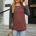 thumbnail image 3 of BLVB Women's Fall Long Sleeve Side Split Loose Blouses Casual Crewneck Pullover Tunic Tops Comfy T Shirts Trendy Clothes Wine, 3 of 5