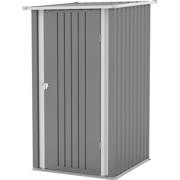 3x3 FT Heavy Duty Metal Shed, Lockable Garden Storage with Sloping Roof for Tools Bikes Outdoor Furniture, Backyard Patio, Grey
