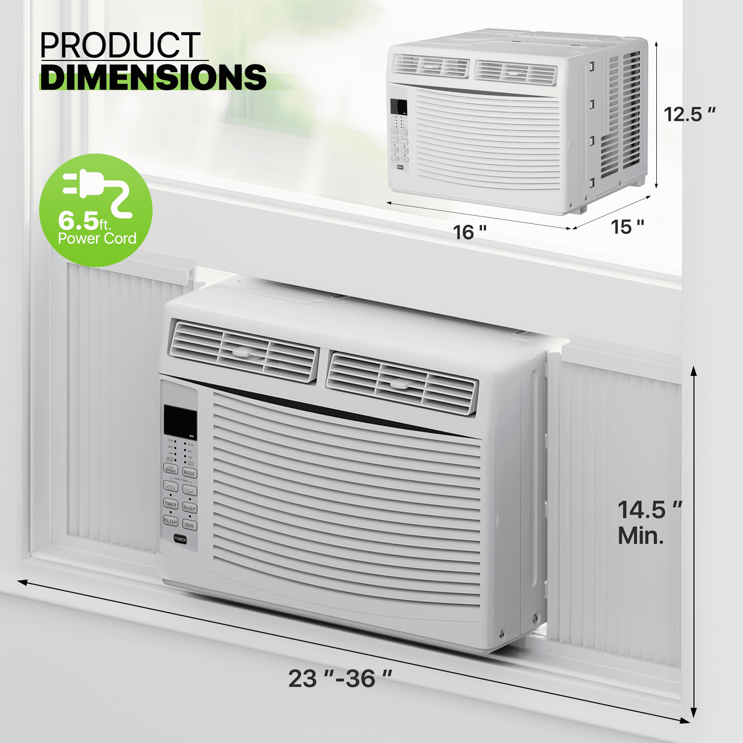 Magshion 6,000 BTU Smart Window Air Conditioner with WiFi, Energy Saving AC Unit with Remote & App Control & Timer Function, Quiet Operation, Cools 151-250 Sq.Ft., White