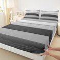 thumbnail image 3 of Manfei Adult Modern Abstract Full Size Sheets, Fashion Stripe Ombre Bed Sheets, Dimgrey Art Sheet Sets, Luxury Bedroom Decor, 4 Pieces, 3 of 7