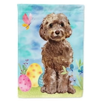 Brown Cockapoo Easter Garden Flag