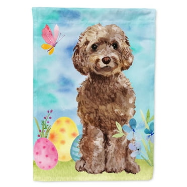 Brown Cockapoo Easter Garden Flag