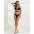 thumbnail image 5 of DARING DIVA Women's Halter Bikini Sets Double Lace Up Tie Back Small Black, 5 of 6
