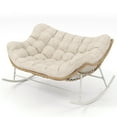 thumbnail image 2 of SWITTE Outdoor Loveseat 2 Person Papasan Rocker Chair with Cushion, Indoor & Outdoor Double Rocking Chairfor Patio Porch Living Room, 600 LBS Capacity- Beige, 2 of 8