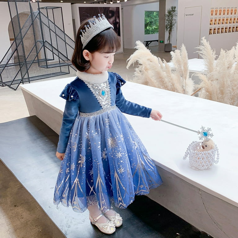 HAWEE Snow Princess Costume Girls Halloween Cosplay Fancy Dress Queen Christmas Birthday Party Dress 3 8Y