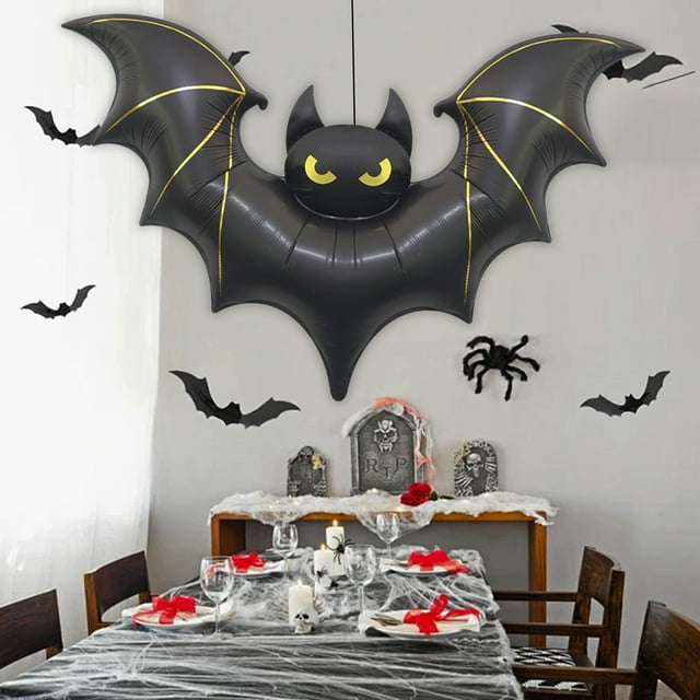 Globos inflables grandes de Halloween con forma de murciélago de aluminio, decoraciones para exteriores, fiestas, jardines, tiendas, etc.