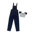 thumbnail image 4 of Conjunto de pantalón de manga corta a escala 1/6, ropa en miniatura, disfraz de cosplay realista de pierna ancha para figuras de acción masculinas de pantalones azul oscuro, 4 of 8