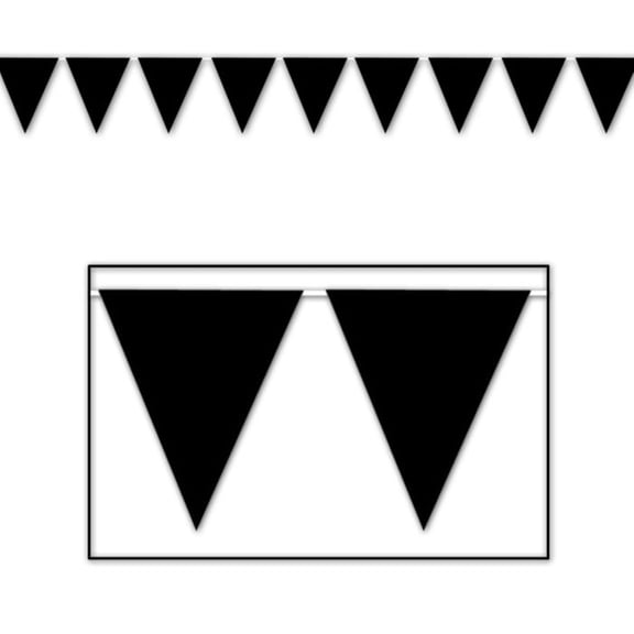 Beistle Club Pack of 12 Black Outdoor Pennant Banner Hanging Party Decorations 12'