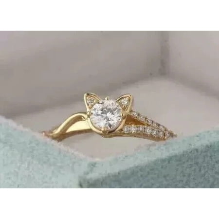 2.00Ct Round Cut Lab Created Diamond Women's Wedding Ring 925 Sterling Silver 14K Yellow Gold Plated
