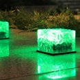 thumbnail image 3 of Luces solares de ladrillo de vidrio, baldosas de hielo cuadradas LED solares para piso, luz enterrada, rocas de cubo de hielo a prueba de agua, luz de jardín para patio de carretera al aire, 3 of 3
