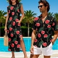 thumbnail image 2 of Yuyamidu Matching Outfits for Couples Cherry Dress Women Summer Dresses Fruit Shirt Mens Hawaiian Shirt Matching Outfits for Couples Slit Maxi Sundress Hawaiian Family Matching Outfits Men's S, 2 of 7