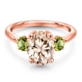 thumbnail image 3 of Gem Stone King 2.60 Ct Oval Peach Morganite Green Peridot 18K Rose Gold Plated Silver Ring (Size 9), 3 of 6