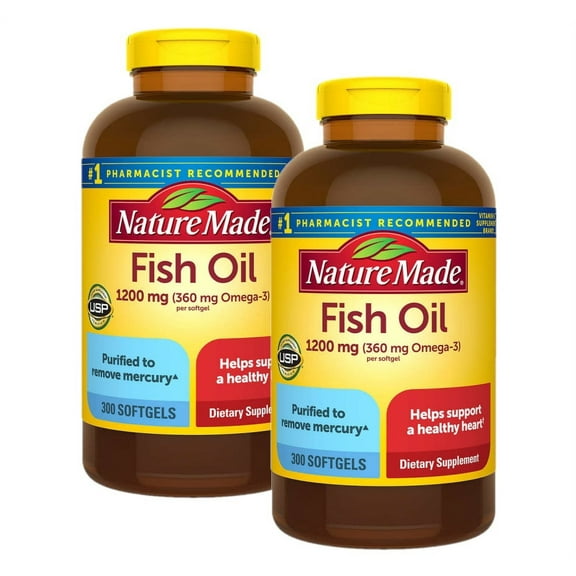 2 Pack | Nature Made Fish Oil, 1200mg, 300 Softgels