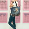 thumbnail image 6 of Zipper canvas bag large capacity large size practical handbag durable Canvas with leather material Flying Santa, 6 of 7