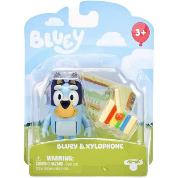 Moose Toys Bluey and Xylophone Mini Age 3  Action Figure, Blue (3")