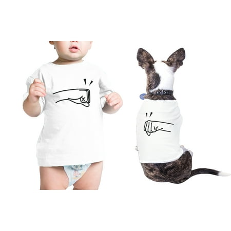 

Fists Pound Pet Baby White Cotton Tees Funny Matching Gift Ideas