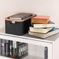 thumbnail image 6 of Evideco French home goods Collapsible Polyester and Bamboo Storage Basket, Black, 6 of 7