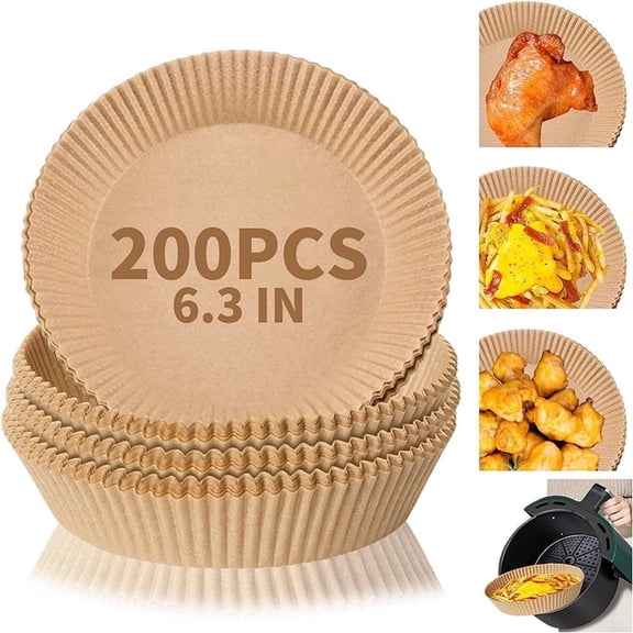 200PCS Air Fryer Disposable Paper Liners, 6.3In Round Air Fryer Parchment Paper