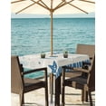 thumbnail image 3 of Fsddascl Blue Coastal Outdoor Tablecloth - 54x54 Inch Square Dining Table Cover, Vintage Ocean Nautical Starfish Coral Striped Waterproof Outdoor Table Cloth with Umbrella Hole & Zipper for Patio, 3 of 7