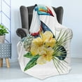 thumbnail image 4 of Tropical Animals Soft Flannel Fleece Throw Blanket, Toucan Bird Exotic Hibiscus and Orchids Flower Palm Plants Leaf Print, Cozy Plush for Indoor and Outdoor Use, 60" x 80", Multicolor, by Ambesonne, 4 of 5