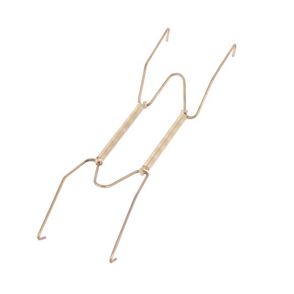 Unique Bargains Kitchen Gadget Metal W Shaped Spring Loaded Plate Hanger Gold Tone 18.5 x 5cm