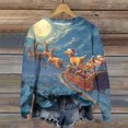 thumbnail image 3 of Women's Fashion Christmas Printed Long Sleeve Loose Round Neck Sweatshirt Top, Holiday Themed Fall Winter Wear with Comfort Fit and Soft Material for Daily Use,Blue,L, 3 of 6
