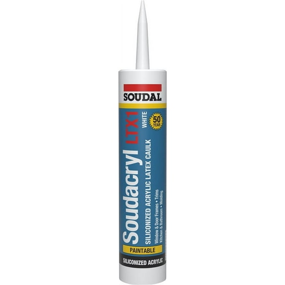 Soudal Accumetric 5823521 Acrylic Paintable Silicon Sealant, 10.1 oz Cartridges