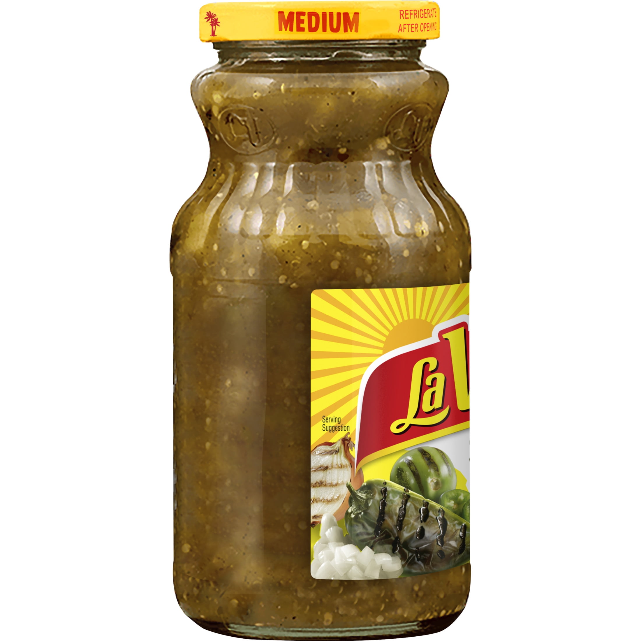 (3 pack) LA VICTORIA Salsa Verde Fire Roasted, Medium, Shelf Stable, 15.5 oz Glass Jar