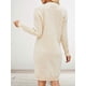 thumbnail image 5 of Vestidos Tipo Suéter Holgados de Otoño con Cuello en V, Larga y por Encima de la Rodilla para Mujer. Albaricoque M, 5 of 10