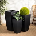 thumbnail image 3 of DecMode 20", 25", 30"H Dark Gray Metal Planter with Tapered Base (3 Count), 3 of 15