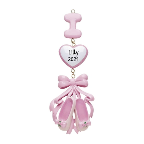Personalized Pink Ballet Shoes Ornament 2024 with Heart Keepsake 1 Count - Ornaments by Elves