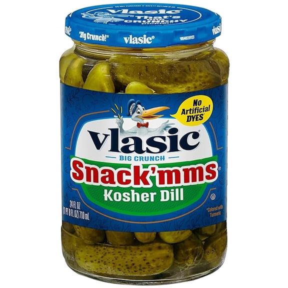 Pack of 1 Vlasic Snack'mms Kosher Pickles Dill Minis, Keto Friendly, 24 FL OZ Jar