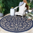 thumbnail image 2 of Safavieh Courtyard Nanda Botanical Indoor/Outdoor Area Rug, Navy/Beige, 5'3" x 5'3" Round, 2 of 11