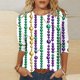 thumbnail image 1 of TaTaai Carnival Women's Casual Print Round Neck 3/4 Sleeve T-Shirt Loose Top Gift, 1 of 5