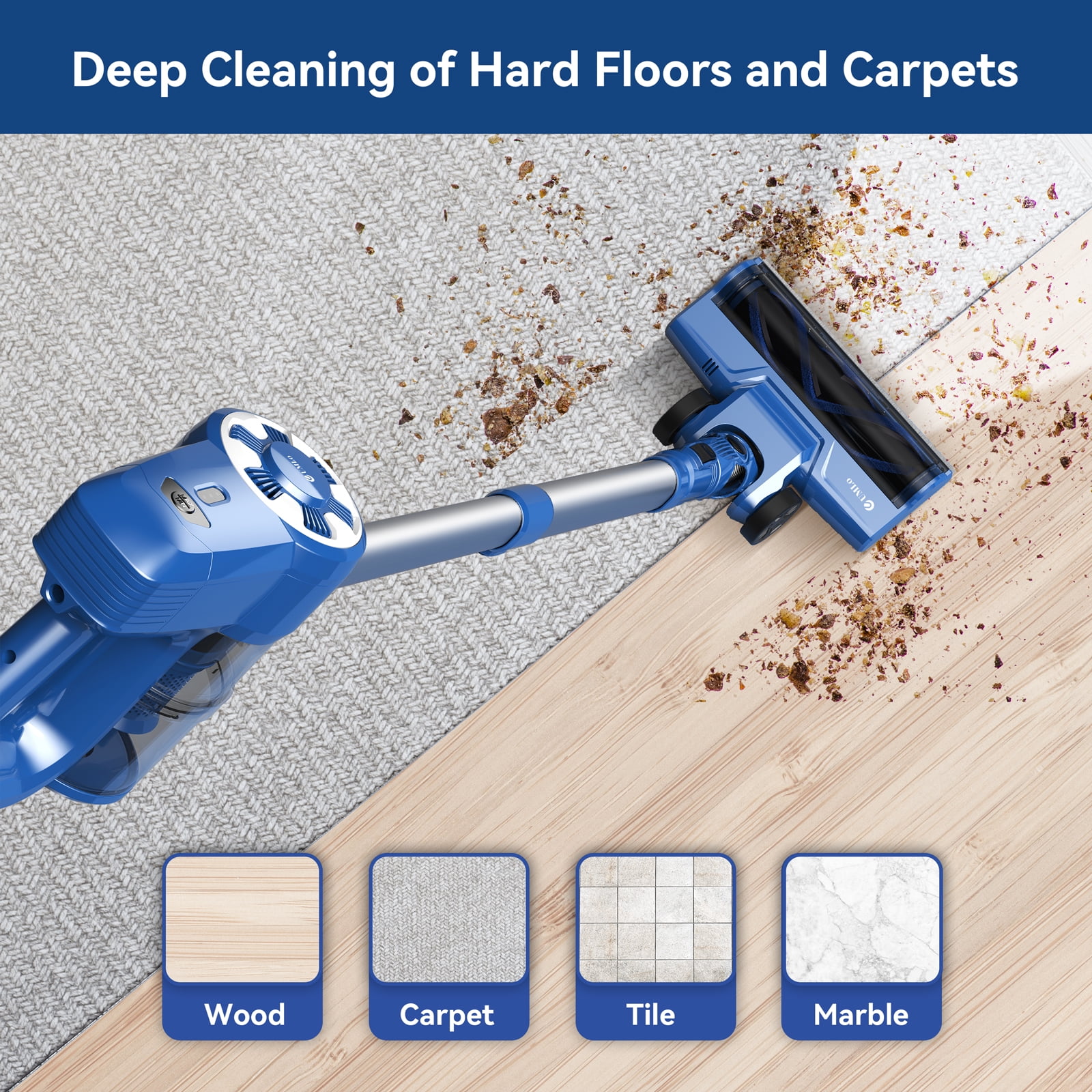 UMLo Cordless Vacuum Cleaner, 6-in-1 Stick Vacuum with 2200 mAh Battery for Home Carpet Hardwood Floor Pet Hair, N3S