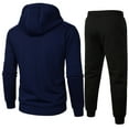 thumbnail image 5 of VBTAPA Sweatsuits for Men 2 Piece Hoodie Jogging Tracksuit Set Color Block Zip Up Hooded Jacket with Drawstring Jogger Pants Casual Athletic Outfits with Pockets Navy L, 5 of 6