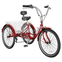 MOPHOTO Adult Tricycles 3 Wheel 7 Speed Trikes, 26 inch with Big Basket for Shopping, Picnics Exercise Men's Women's Seniors's Cruiser Bike