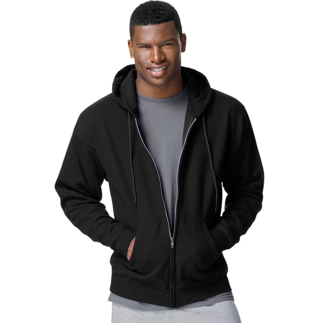 Hanes ComfortBlend EcoSmart Men`s Full Zip Hoodie, XL, Black