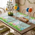 thumbnail image 5 of Happy Easter Placemat of 1 PC, Easter Rabbits Color Eggs Table Mats Washable Heat-Insulation Non-Slip Place Mats for Kitchen Dinner Table Indoor Outdoor Decor,13x19 Inch Light Blue, 5 of 9