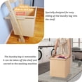 thumbnail image 4 of BEKITCHEN Brown Laundry Hamper with Ladder Shelf, Dirty Clothes Hamper Organizer with 1 Pull-out Beige Removable Bags & 3-Tier Storage Trays, 4 of 6