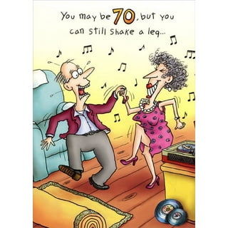 Funny 70th Milestone Birthday Greeting Card with 5 x 7 Inch Envelope (1  Card) 70 Years Old and Hot - Old Woman Lighting Cigarette 